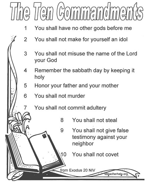 ten commandments list kjv printable